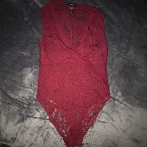 NWOT 💋 Sexy Red Lace Bodysuit
